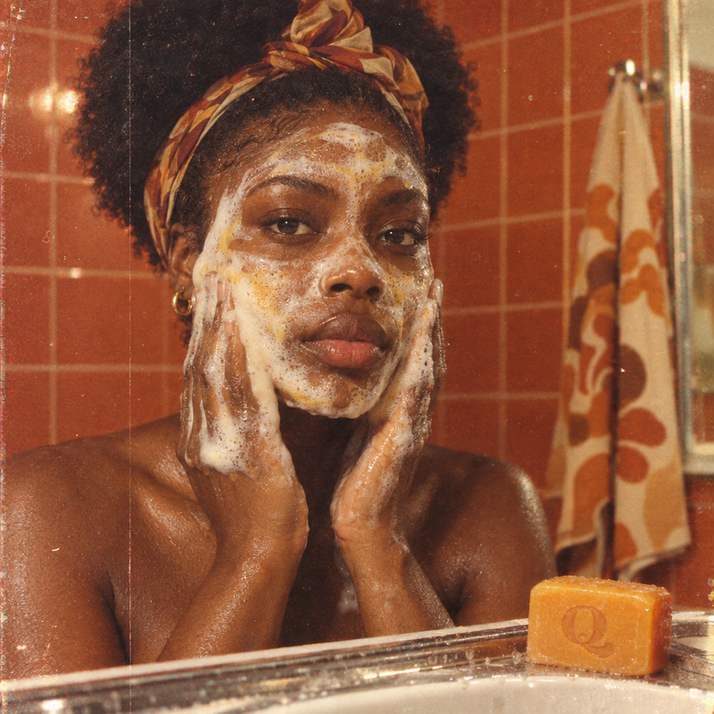 Quell lather on the face